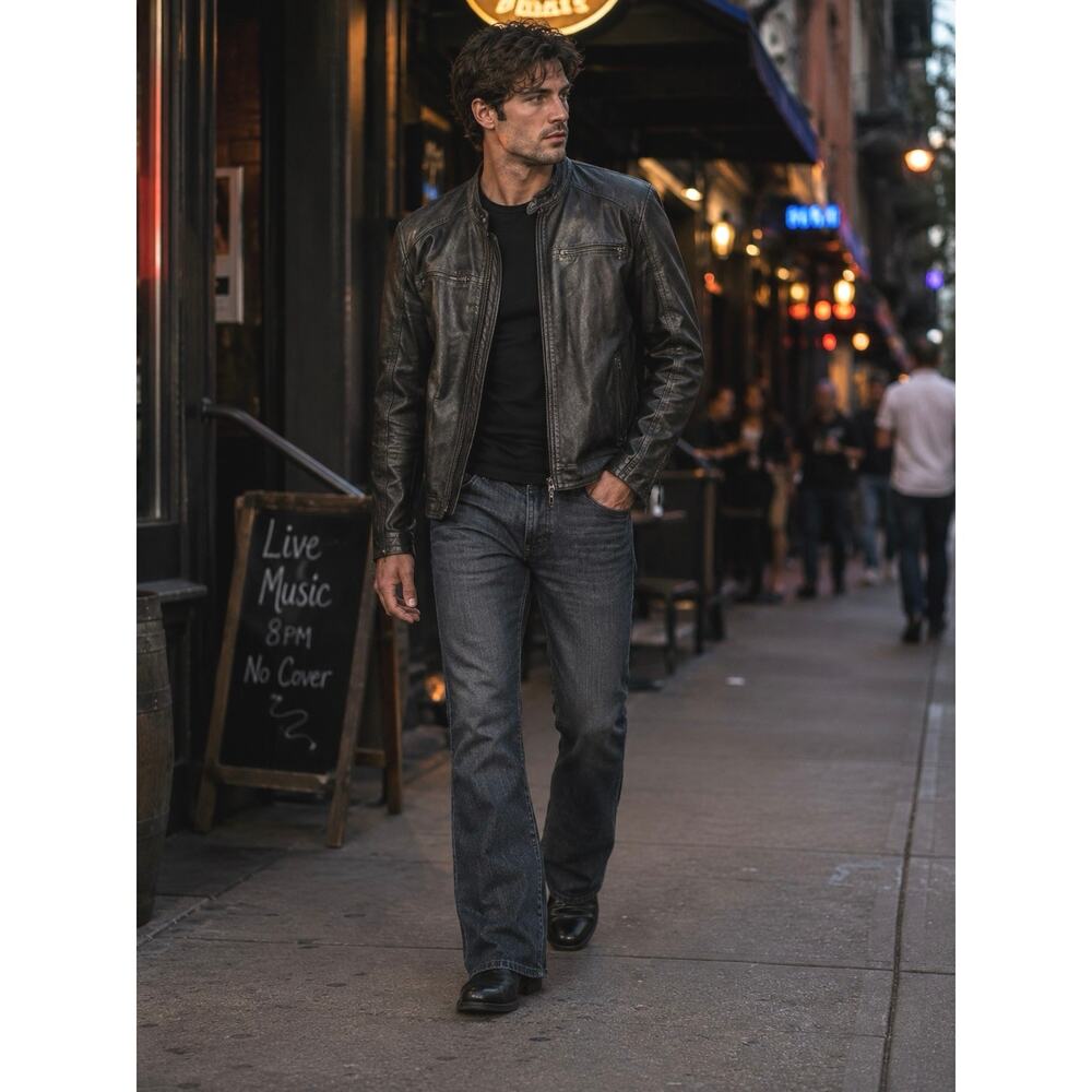BILT Black Leather Armored Motorcycle Jacket Men’s 48 XXL Moto Biker